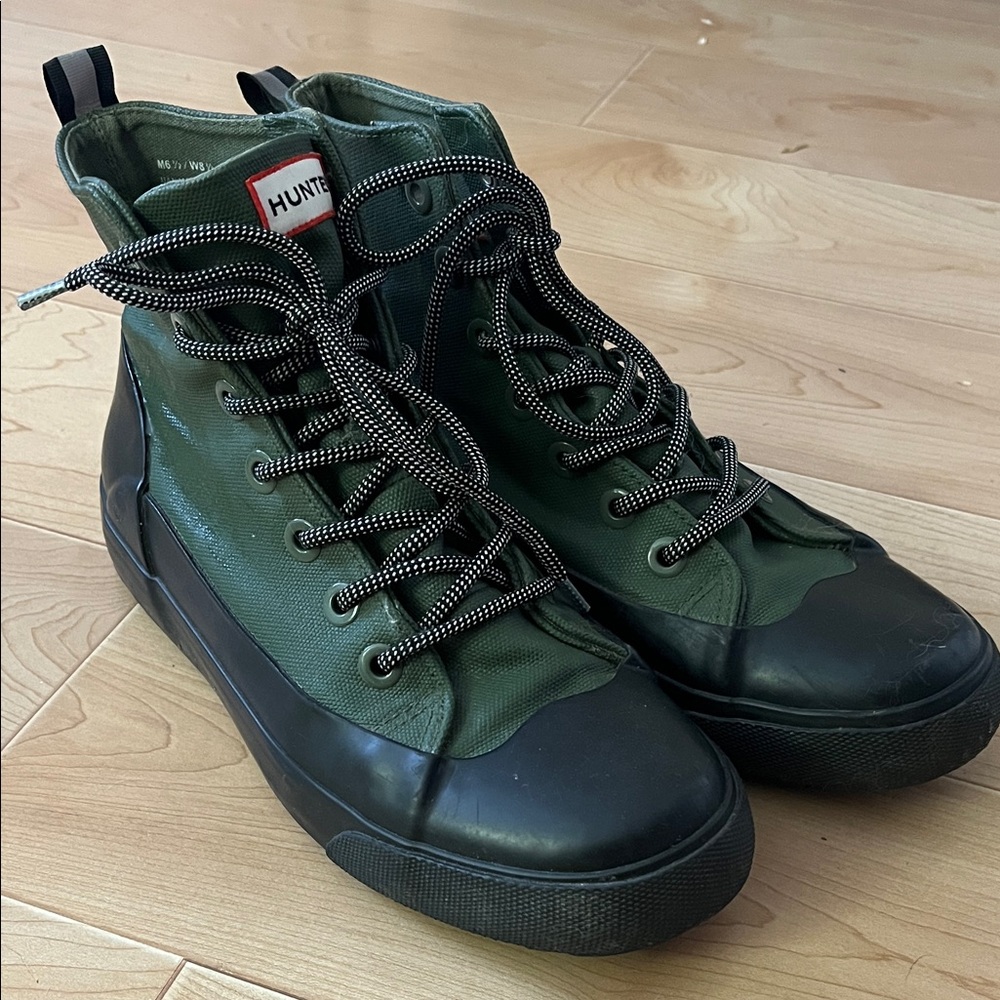 Hunter Green and Black Rain Boots